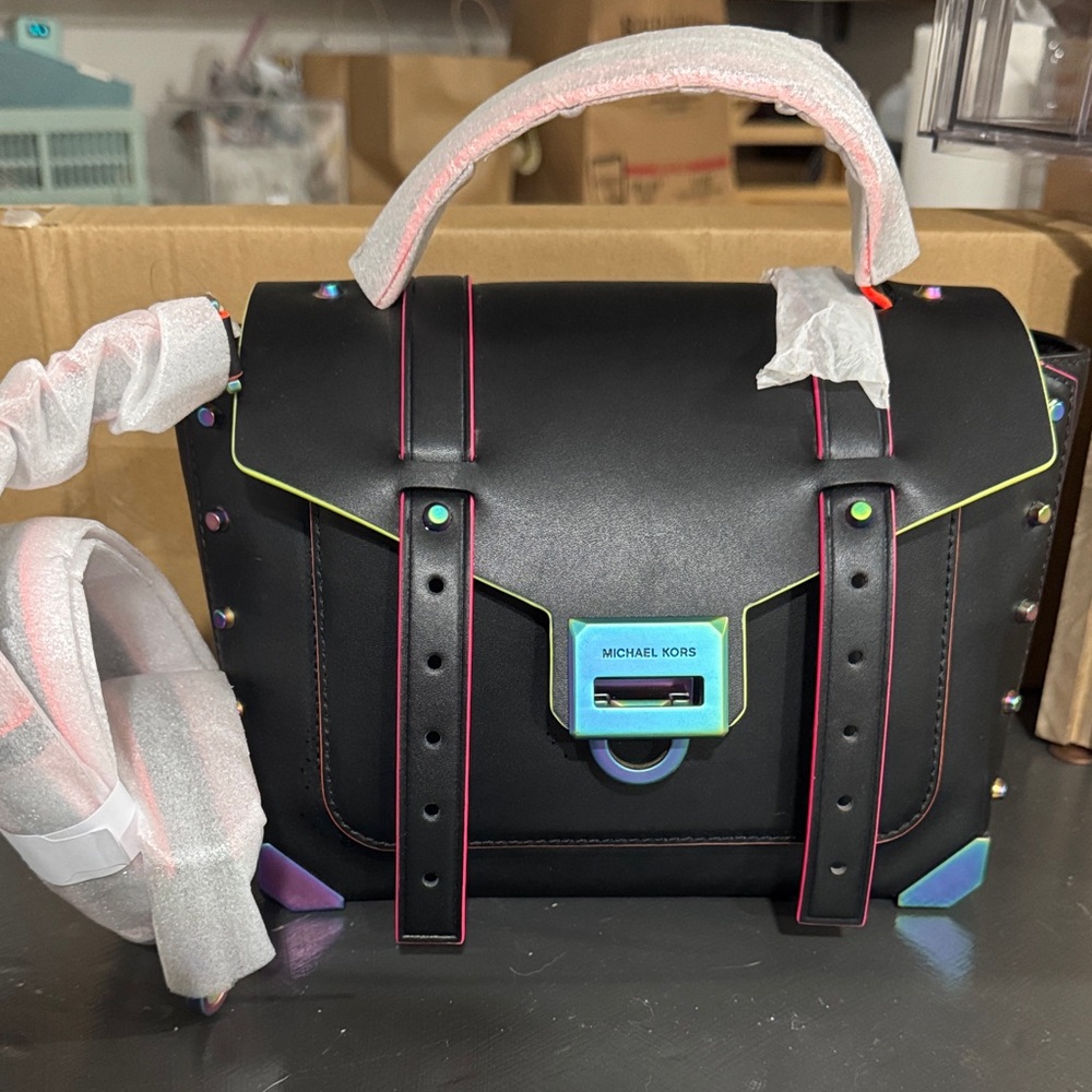 Michael Kors Black Handbag with Iridescent Hardware